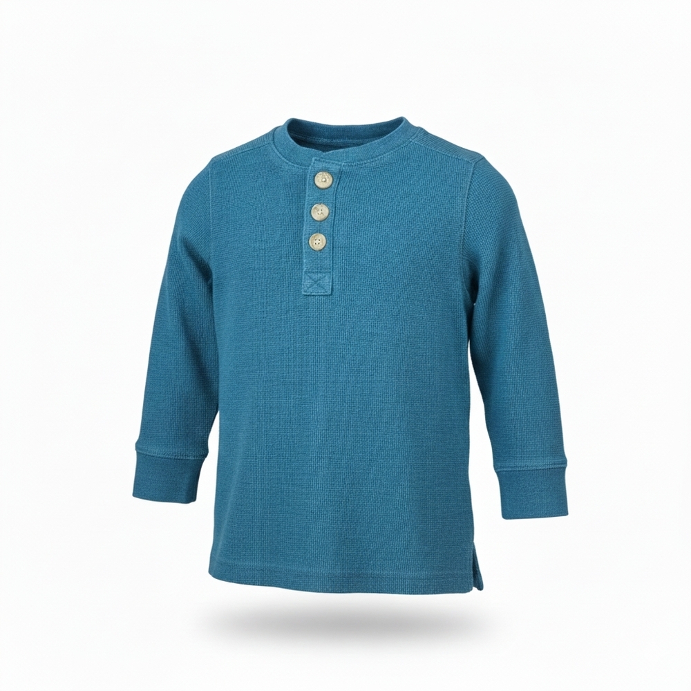 Duluth Trading Co. Boys Thick Waffle Knit Henley Shirt Size 4T Teal